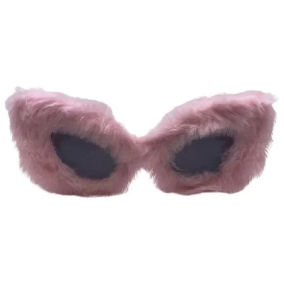 Pink Novelty Fuzzy Sunglasses