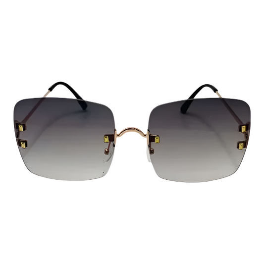 Black Rimless Square Sunglasses