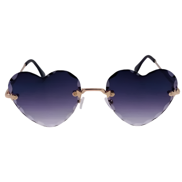 Black Rimless Heart Sunglasses