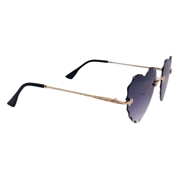 Black Rimless Heart Sunglasses