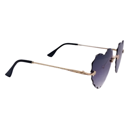 Black Rimless Heart Sunglasses