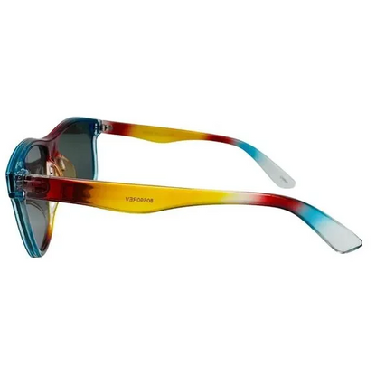 Multicolored sunglasses with a gradient effect on a white background