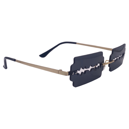 Black Rimless Lens Razor Novelty Sunglasses