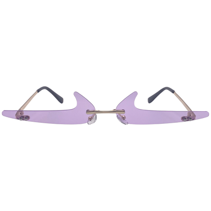 Purple RImless Backwards Checkmark Novelty Sunglasses
