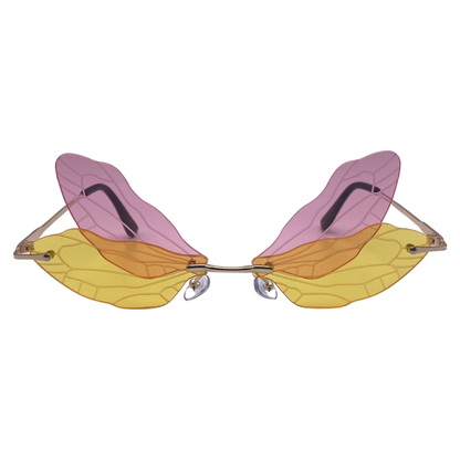 Pink/Yellow Dragonfly Novelty Sunglasses