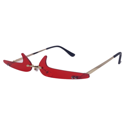 (C) 6170 | Backward Checkmark Novelty Rimless Sunglasses