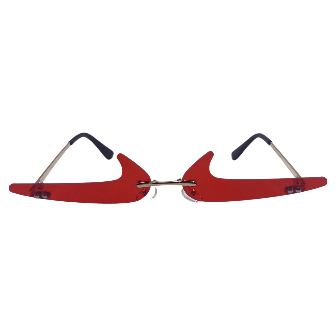 Red Rimless Backwards Checkmark Novelty Sunglasses