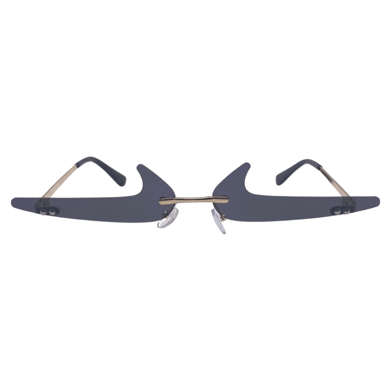 Black Rimless Lens Checkmark Novelty Sunglasses