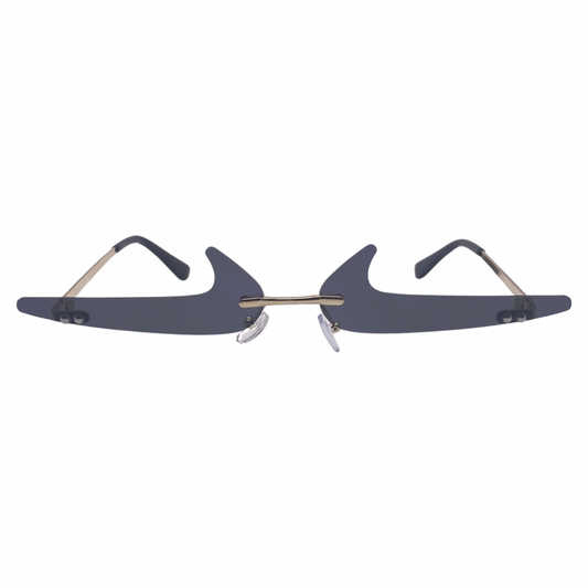Black Rimless Lens Checkmark Novelty Sunglasses