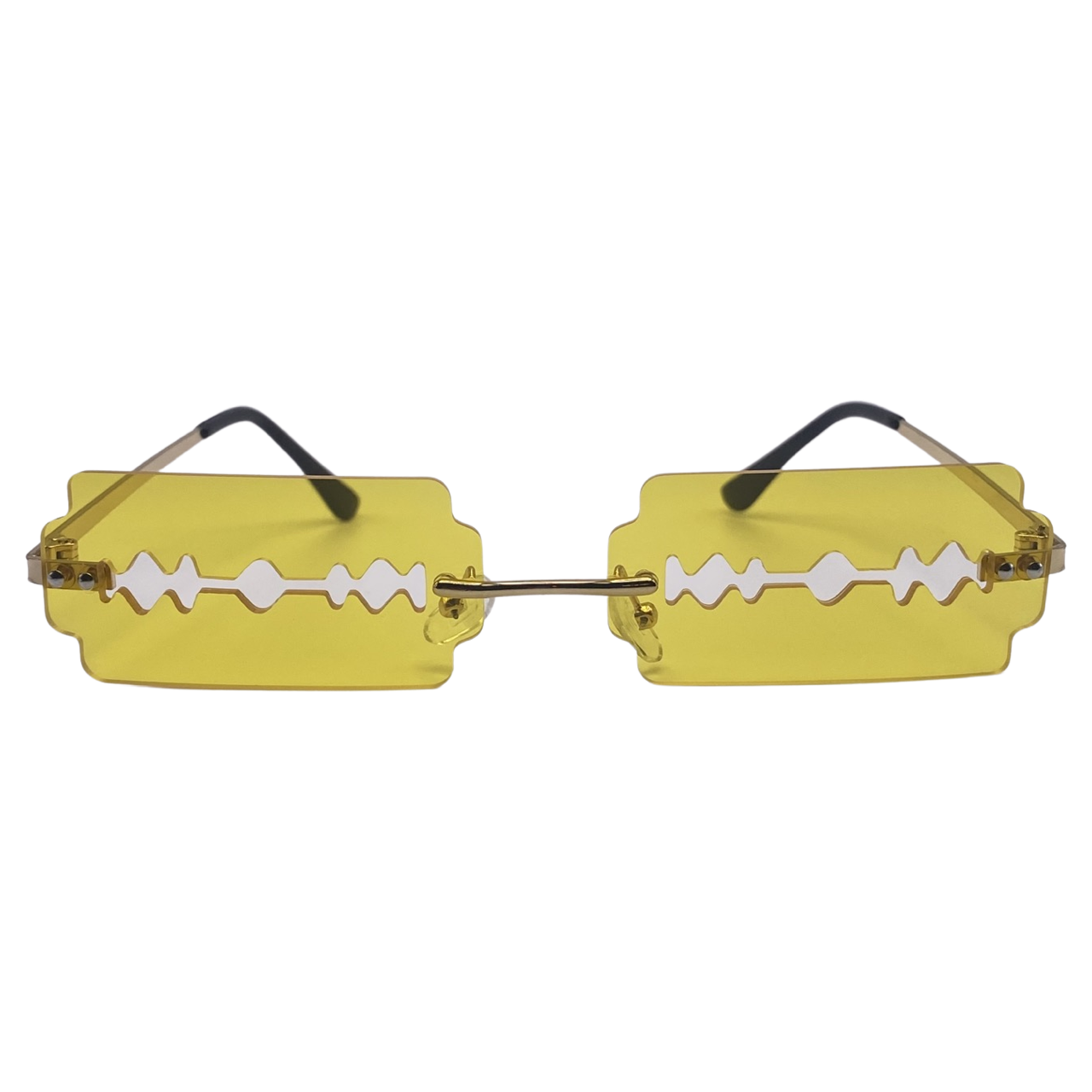 Yellow Rimless Lens Razor Novelty Sunglasses