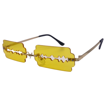 Yellow Rimless Lens Razor Novelty Sunglasses