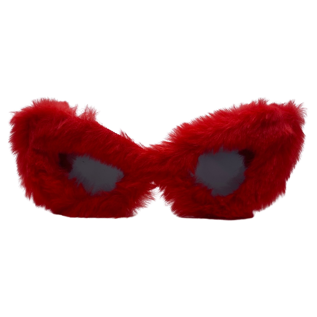 Red Novelty Fuzzy Cateye Sunglasses